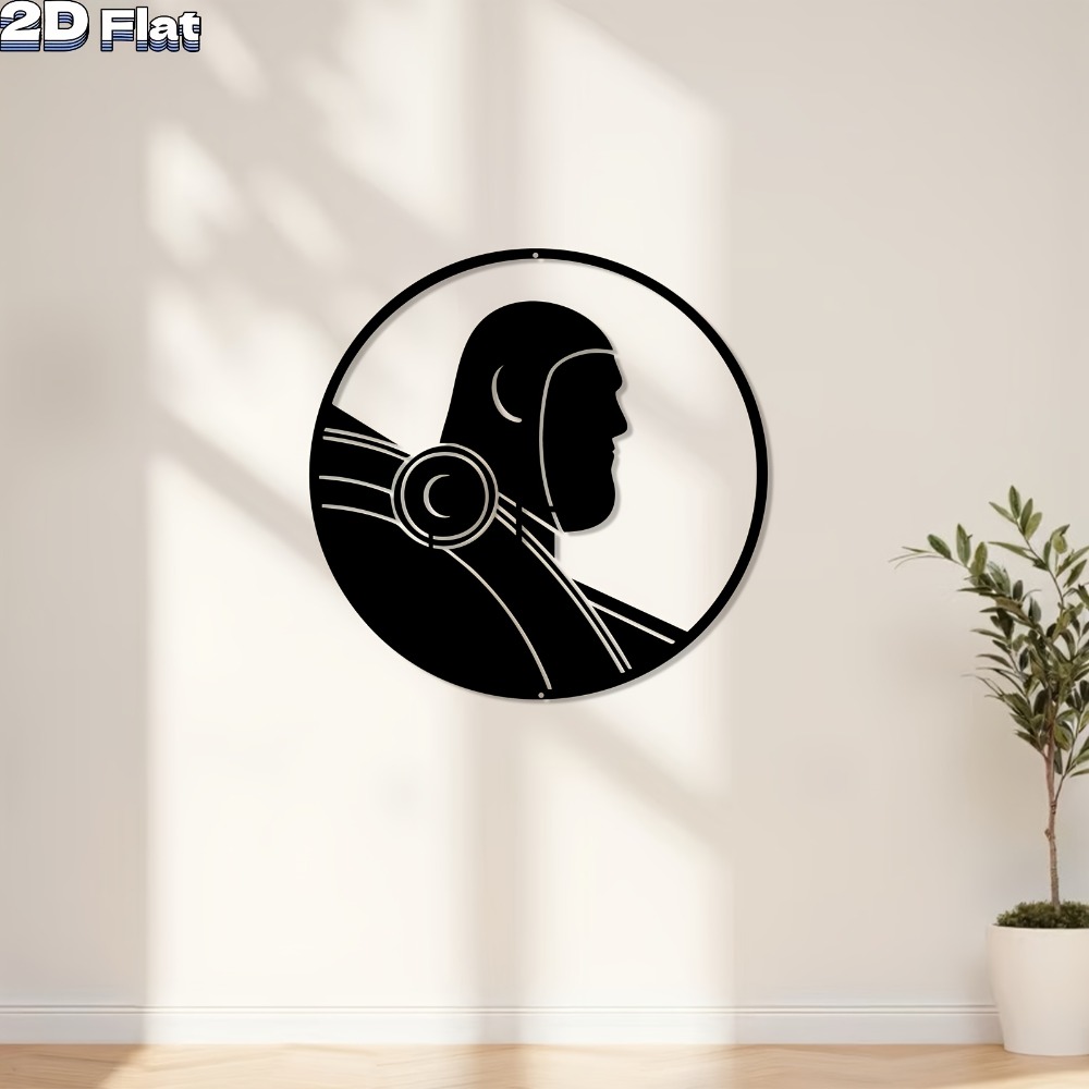 Tech Office Wall - 1pc Modern Robot Metal Wall Art,