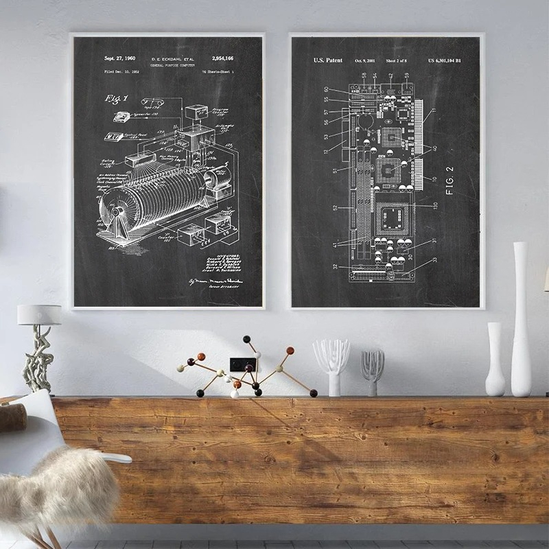 6Pcs Vintage Computer Patent W - Tech Office Wall recensione e prezzo