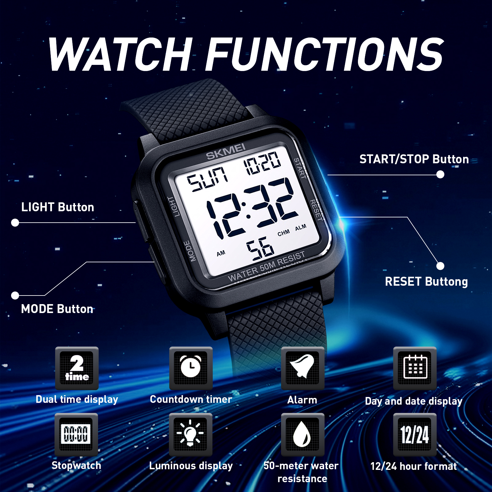 SKMEI 1894 Electric Wristwatch - Digital Timer Countdown recensione e prezzo